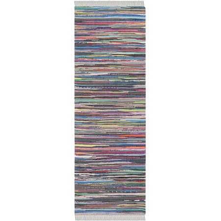 Safavieh 2 ft. 3 in. x 7 ft. Rag Hand Woven Runner Area Rug Grey & Multicolor RAR121M-27
